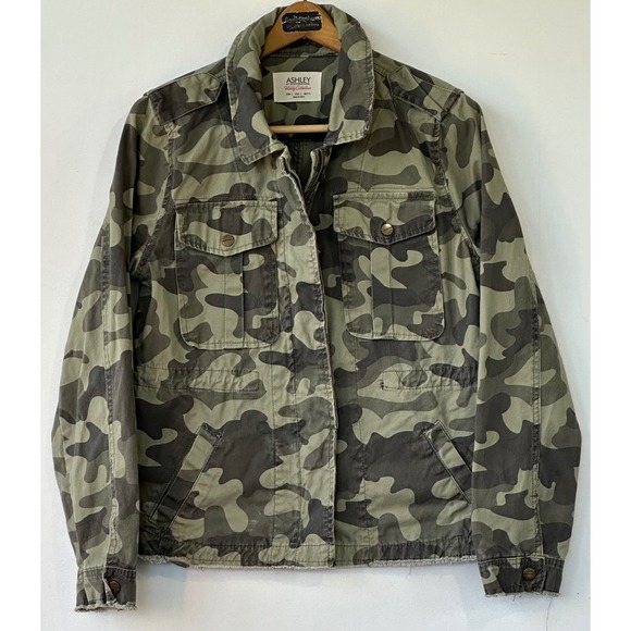 Ashley By 26 International Jackets & Blazers - Ashley Utility Camo Jacket Military Epaulette Womens Large Green Excellent